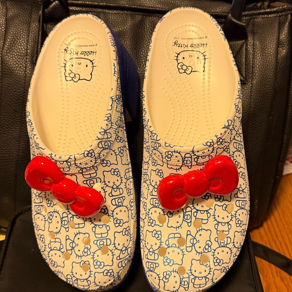 CROCS Red, White & Blue Platform Shoes